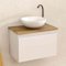 BELLOBATH - Mueble Baño Suspendido con Lavabo de Cerámica Redondo, Mueble Baño con Lavabo Montado con 1 Cajón, 49,5 x 32 x 30 cm, Mueble Blanco/Roble