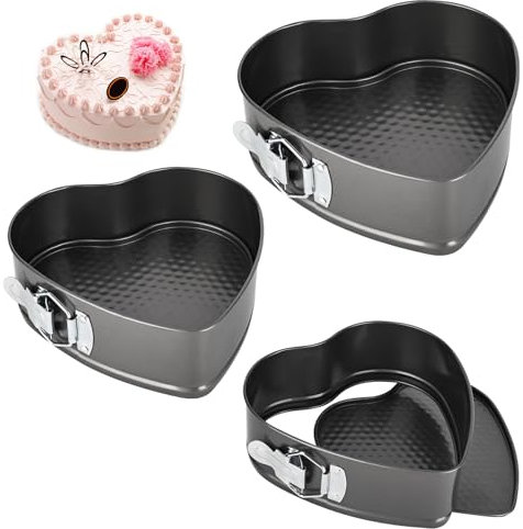 elthmpr Shaped Cake Tin - 3 Pcs Cake Tin Springform Cake Tins with Removable Base Non Stick 8 inch Baking Pan Round Buckle Cheesecake Tin Carbon Steel Cake Mold for Baking