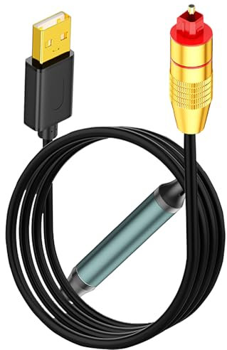 MISYNLON Cavo adattatore da USB a audio ottico, unidirezionale USB A maschio a porta SPDIF, cavo di connessione compatibile con PS5, TV, PC, laptop, soundbar Windows 10/11-2M/78