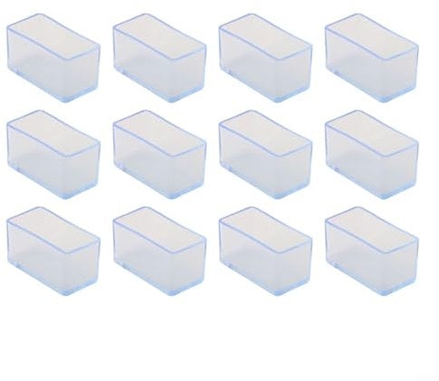 12 Pack Rubber Feet PVC Chair Leg Covers Rectangle Silicone Non-Slip Cap for Chair Legs, Foot for Garden Chairs, Chair Leg Cap, Floor Protectors(25x50mm)