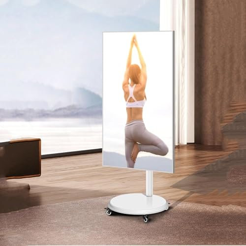 HGOuhK Carrello Porta TV Supporto da Pavimento con Telaio Girevole a 360 Gradi for TV LCD - Carrello TV Mobile su Ruote, Supporto TV con rotelle Regolabile in Altezza Porta TV Mobile