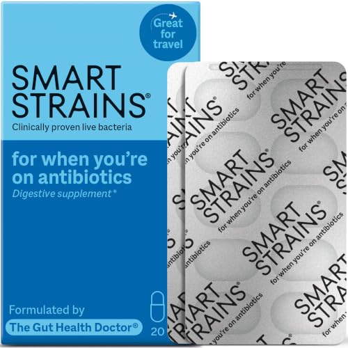 SMART STRAINS Probiotics for Antibiotics & Traveller's Tummy – Proven Live Bacteria, Formulated by The Gut Health Doctor, 10 Billion LGG World’s Most Studied Bacterial Cultures, 20 Oral Capsules