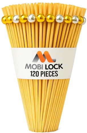 120 Piezas Palillos de Bola con Perlas Doradas y Plateadas - Aperitivos | 12cm/4,72in varillas de madera con cabezas de perla, para tablas y bufets