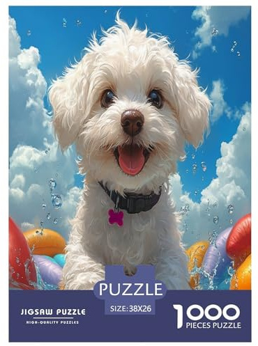 Maltese Dog Jigsaw Puzzles Puzzle for Adults Kids. 1000 Pieces Impossible Challenge Toy Educational Game Home Decoration for Adults& Kids Age 14 Years Up 38x26cm/1000pcs