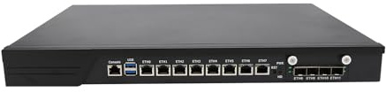 ANDAQI 1U Firewall Appliance with Redundancy Power Supply, PFSense, OPNsense, Untangle, Sophos, Kerio, VPN, I3 7100, RJ10, 8 x LAN, 4 x SFP+ 10GbE X710, 32G RAM, 512G SSD