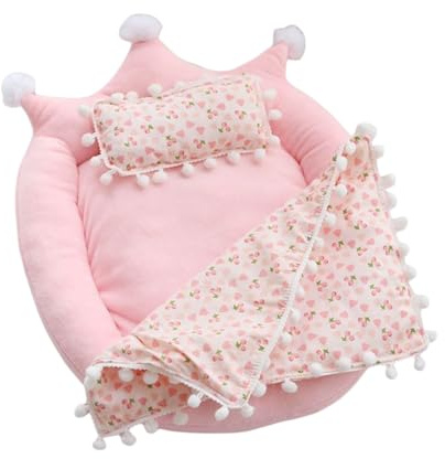 2026 Mini-Sofa, Schlafzimmer, Puppenhaus, 17 cm, niedliches Puppenbett mit und Decken, dekorativ (30 x 32 cm)