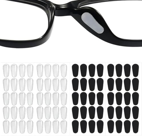 CFEWV 80Pcs Naselli Per Occhiali Silicone, Naselli Adesivi Per Occhiali, Naselli Antiscivolo In Silicone Per Occhiali, Per Occhiali Da Sole Occhiali Da Vista. (Bianco,Nero)