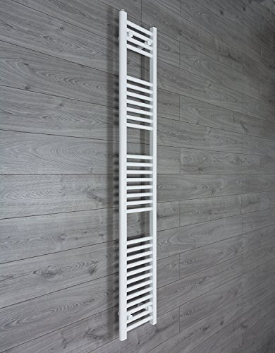 companyblue 300mm wide x 1800mm high Heated Towel Rail Straight Flat White Bathroom Warmer Radiator Rack Central Heating
