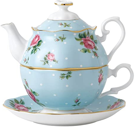 Royal Albert Blue Spotted 'Rose' Teapot And Cup