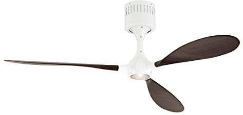 Ventilador de Techo Helico Paddle, 132 cm, Incluye Mando a Distancia Acabado: Lacquered White with Milled Walnut Blades