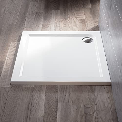 ELEGANT Rectangular 900 x 760 x 40 mm Stone Tray for Shower Enclosure Cubicle + Waste Trap