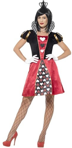 Smiffys Kartenkönigin Kostüm, Rot, mit Kleid, Krone & Handschuhen