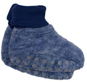 Cosilana, Baby Fleece Schühchen, 60% Wolle kbT und 40% Baumwolle kbA (ab 62/68 mit Noppen) (50/56, Marine-melange)