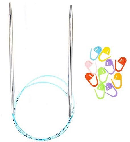 addi Turbo Original Rundstricknadel, Kunststoffschaft, Standard-Kegel und Spitzen, glatte Verbindungen, biegsame Schnur mit 10 bunten Maschenmarkierern, 80 cm