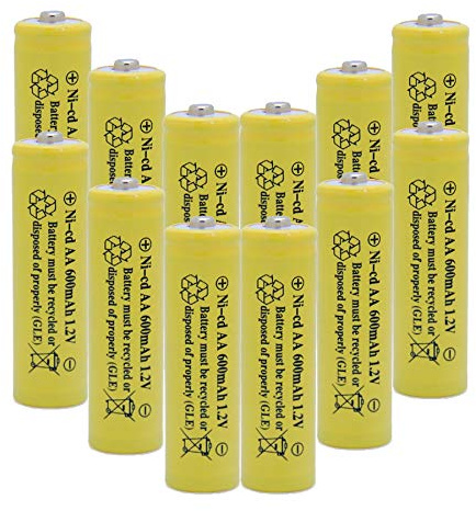 QBLPOWER Lot de 12 lampes solaires 1,2 V AA Ni-CD 600 mAh 2 A Piles rechargeables pour jardin/pelouse/trottoir Jaune