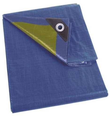 Perel Bâche, bâche imperméable, bache de Protection extérieur, hivernage, très résistante, 12 œillets, Angles renforcés, rectangulaire, Bleu/Vert, 70 g/m², 2 x 4 m