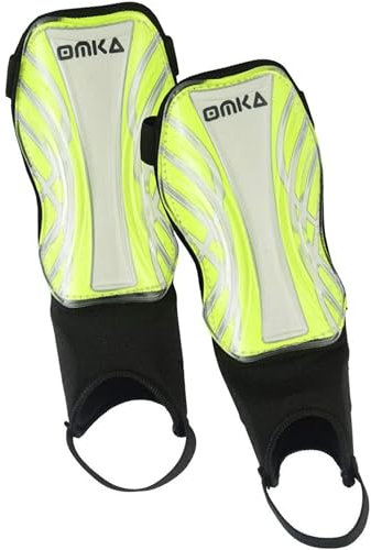 OMKA Kinder bis Erwachsene Schienbeinschoner Schienbeinschützer Shin Guard Fußball Knöchelschutz Gelb M
