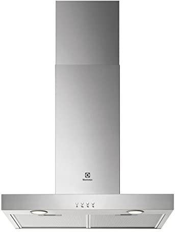 Electrolux LFT416X Campana extractora de pared, 60 cm, 3 velocidades, Potencia máxima 600 m3/h, Control botones, Luces LED, Filtro de carbón lavable antigrasa, Chimenea incluida, Inox, Clase C