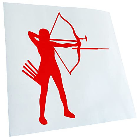 Kiwistar - Autoaufkleber - Bogenschießen Bogensport - rot - 11,5x10cm - Heckscheibe Auto Aufkleber wetterfest für Kfz LKW Mofa Truck - Sticker außen selbstklebend Tuning Zubehör für Fenster Fahrzeug
