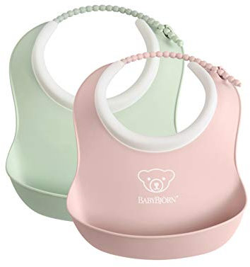 BabyBjörn Kleines Lätzchen, 2er-pack Blassgrün/Blassrosa