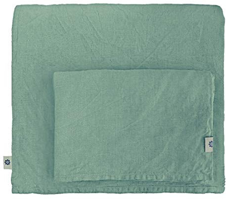 Linen & Cotton Weicher Griff Bettwäsche Set Alicia - 100% Leinen Gewaschen, Mint Grün (140 x 200 cm) Einfarbig Bettbezug Bettdeckenbezug Deckenbezug Wendebettwäsche Einzelbett Schlafzimmer Hotel
