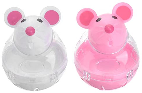 POPETPOP 2pcs Cat Leakage Toys Mouse Shape Cat Treat Dispenser Ball Toy Snack Feeder Tumbler Toy