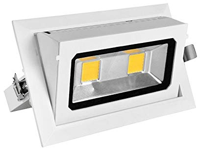 G.W.S® 40W Rectangular Directional Adjustable LED Gimbal Light Scoop Retail Downlight Day White 6000K, LED Driver Included