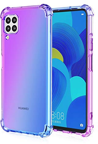 HAOYE Hülle für Huawei P40 Lite Hülle, Farbverlauf-TPU Handyhülle, [Vier Ecken Verstärken] Weiche Transparent Silikon Soft TPU Case Schock-Absorption Durchsichtig Schutzhülle (Lila/Blau)