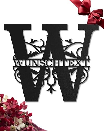 Steelmonks Hochzeitsgeschenk Personalisiertes Monogram für das Brautpaar oder als Geschenk für Eltern. Metall Wanddeko. (Volles Monogramm)