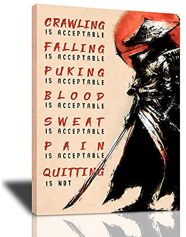 Gepanzerter Samurai-Held auf Leinwand, Wandbild, coole Drucke, Zitate, Retro, japanisches Kunstwerk, inspirierend, bunt, gerahmt, Wanddekoration für Schlafzimmer, Wohnzimmer, 40,6 x 61 cm