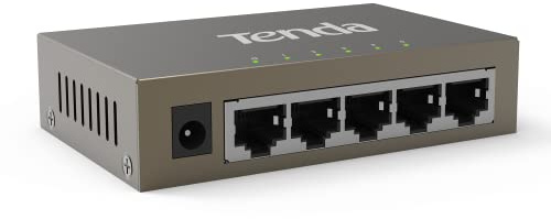 Tenda TEG1005D 5 Port Gigabit Ethernet Switch, Unmanaged Network Switch, Ethernet Splitter / Hub, Fanless, Desktop and Wall-Mounting, Plug and Play, Metal Case