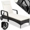 tectake® Chaise Longue Bain de Soleil en Resine Tressee Résistant Inclinable avec Roulettes Transat Salon de jardin exterieur Mobilier de Jardin Chaise Longue Piscine Plage - Noir/Beige