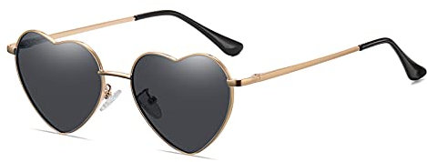 Vintage Randlose Love Heart Sonnenbrille – Metall Rahmen für Damen Herren Trendige Herz Form Rot Rosa Heatt Brille Party Funky
