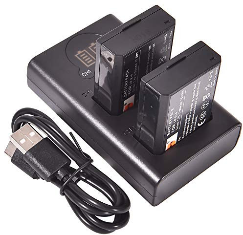 DSTE Lot de 2 batteries de rechange LP-E10 + chargeur USB double avec écran LCD Compatible avec appareil photo Canon EOS 1100D 1200D 1300D Kiss X50 X70 Rebel T3 T5