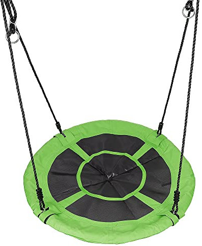 XUANYU Nestschaukel rund Ø 100 cm, Schaukel für Außen und Innen, Gartenschaukel aus Oxford-Stoff für Kinder und Erwachsene, verstellbares Seil, bis 100 kg (Grün A)