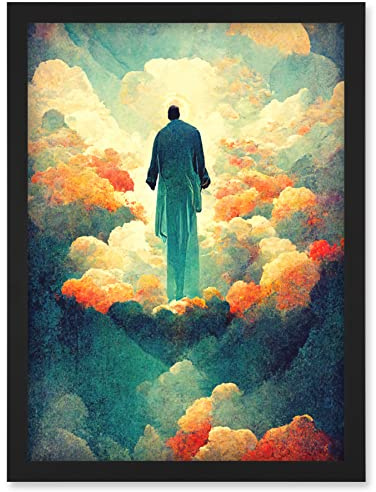 Doppelganger33 LTD Saint Peter Heaven Modern Christian Art God Jesus Artwork Framed Wall Art Print A4