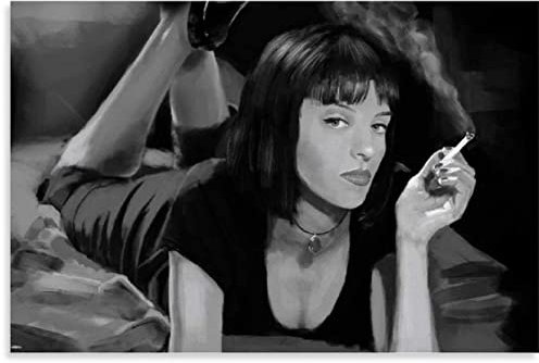 LBMED GemäLde Auf Leinwand Pulp Fiction Art Painting Schwarz-Weiß-Wandbild für die Veranda-Dekoration Wandkunst Malerei Poster Druckt Bilder 15.7x23.6(40x60cm) Kein Rahmen