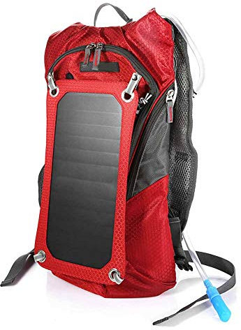 SPYMINNPOO Solar-, Multifunktionaler Outdoor-Solar-Wanderrucksack mit 6,5-W-Solarpanel, 2 L Wassersack f¨¹r Radfahren und Reisen (Rot) Bergsteigen Und Camping Rucks?cke