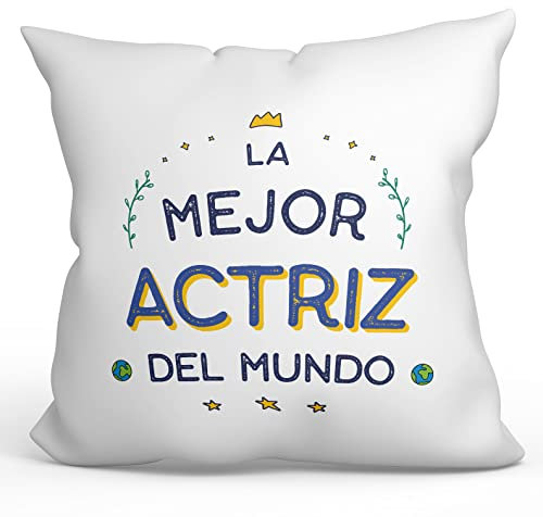 Mugffins Kissen mit Füllung mit Spruch für Schauspielerin - Auf Spanisch - Mejor del Mundo - 40 x 40 cm - originelles und lustiges Geschenk Mitarbeiter