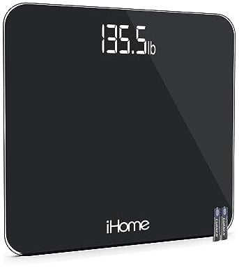 iHome Digital Scale, Bathroom Scale, Batteries Included, Scale Body Weight, Weight Scale, Digital Scale, Bathroom Scales for Weight, Digital Scales for Body Weight, Weight Scales Bathroom (Black)