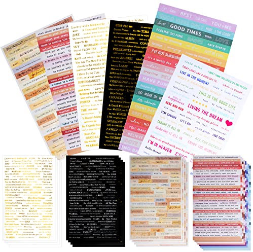 22 Sheet Sticker Sprüche Smalltalk Sticker Bronzing Scrapbook Sticker Set Scrapbooking Aufkleber Vintage Sentiment Aufkleber Bullet Journal Zubehör für Umschlag Album Karte 6 Stile Mehr Textinhalte
