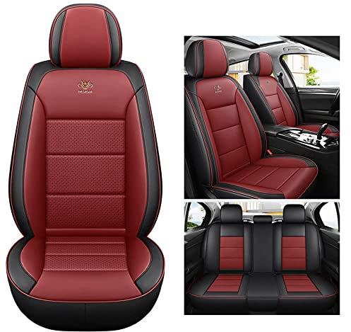 ORAWLE Kompatibel mit Autositzbezügen, universal, komplettes Set, Zubehör für Alfa Romeo 147 156 159 166 Giulia Giulietta Mito Stelvio Mg 6 Mg3 Autozubehör: Schwarz - Rot