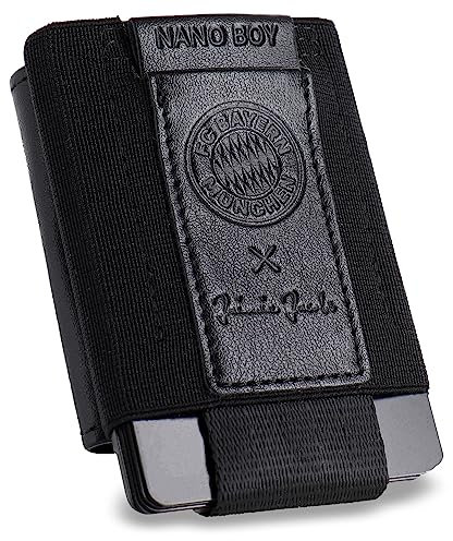 Jaimie Jacobs Nano Boy Pocket Mini Geldbörse aus Textil mit Zugband und Münzfach schmaler Kartenhalter für Herren und Damen (FC Bayern München Edition)