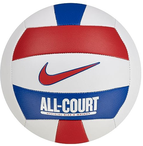 Nike All Court Deflated Volleyball aus Gummi und Synthetikleder in der Farbe White/University red/Game royal/University red, Größe: 5, N.100.9072.124.05