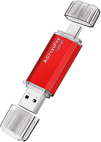 AdrreyuFny Clé USB C 128 Go Cle USB 2.0 Type C OTG 2 en 1 Clef USB Pen Drive Portable Mémoire Stick USB Flash Drive pour Smartphones/Tablette/PC etc (Rouge)