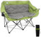 LANMOUNTAIN Folding Loveseat Camping Chair, Portable Double Chair w/Cup Holder,Wine Glass Holder,Carry Bag Heavy Duty Lawn Chair for 2 Adults,Perfect for Camp,Hiking,Picnics and Beach Trips,Green