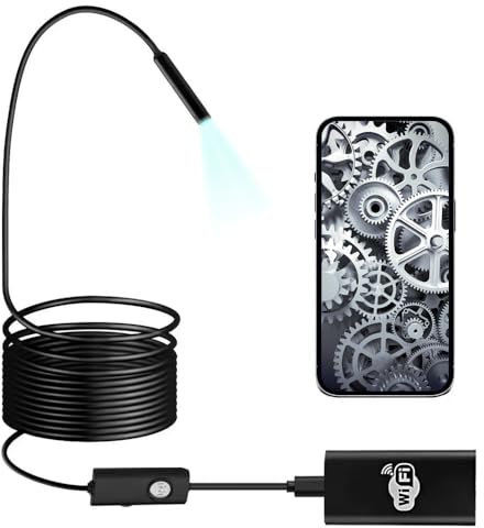 BEVA Endoskopkamera mit Licht, WiFi Endoskop HD 720P Endoskopkamera IP67 wasserdichte, Rohrkamera Halbsteife Kabel, Inspektionskamera 2.0 Megapixel mit 6 LED für Android und IOS, Tablet, Windows - 5M