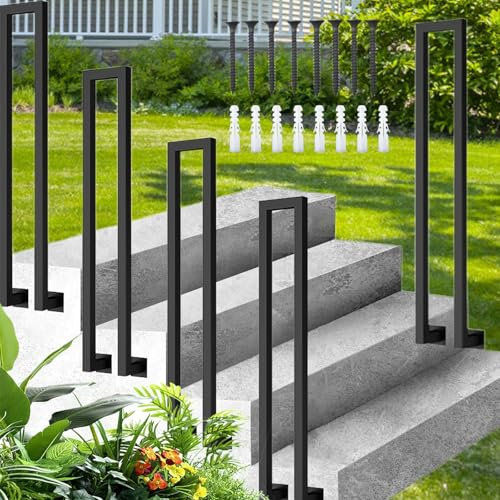 U-förmiger Treppenhandlauf, Handläufe Treppen, Treppengeländer Außen, Glasgeländer Nordische Moderne Seitlic Angebrachtes Schmiedeeisernes, Geländer Treppe für Villen, Wohnungen (65cm, Schwarz)