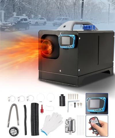 ShockFlo Riscaldamento Diesel, 12 V, 8 KW, Riscaldamento Diesel, Un Pezzo, con silenziatore, LCD, di Alta qualità, per Auto, Camper, Camper (Nero)