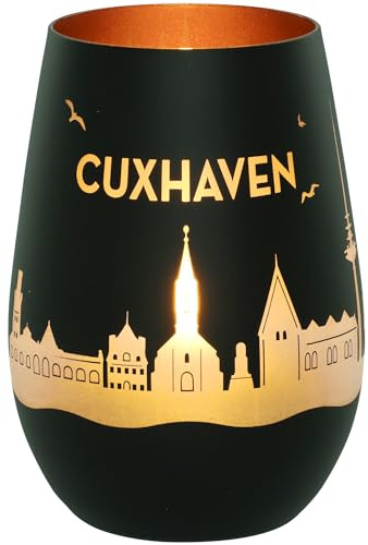 Goodtimes Windlicht Cuxhaven Skyline (Schwarz & Bronze)